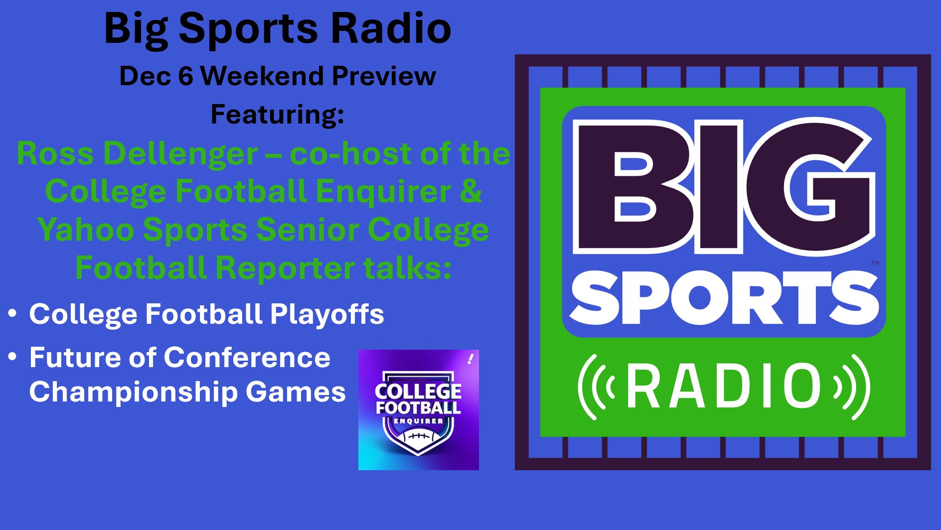 Ross Dellenger Talks College Football & the CFP - Big Sports Radio - December 6 Weekend