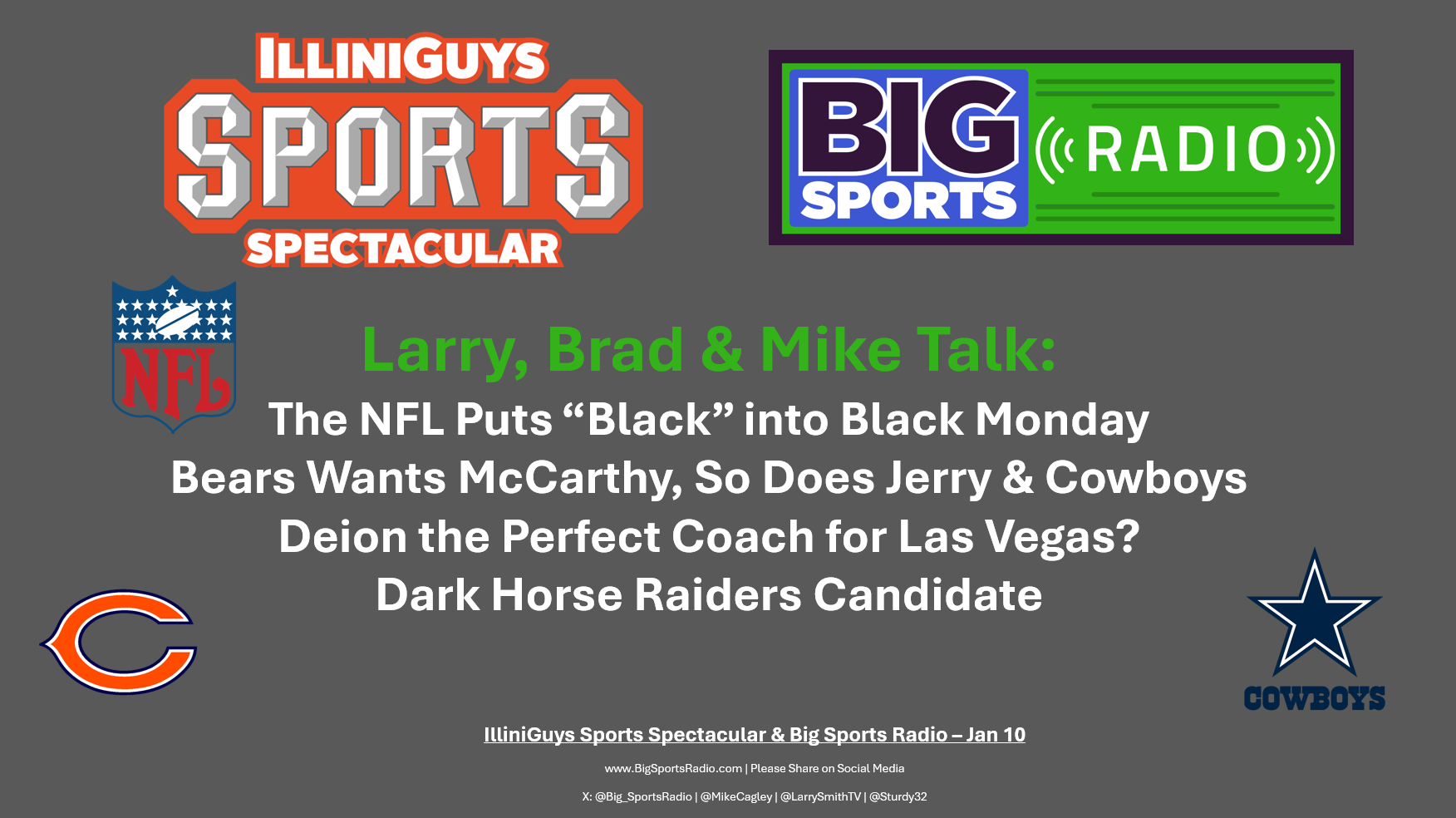 NFL's Black Monday, Chicago and Dallas Tug of War & Deion a Fit for Vegas - Big Sports Radio Jan 10